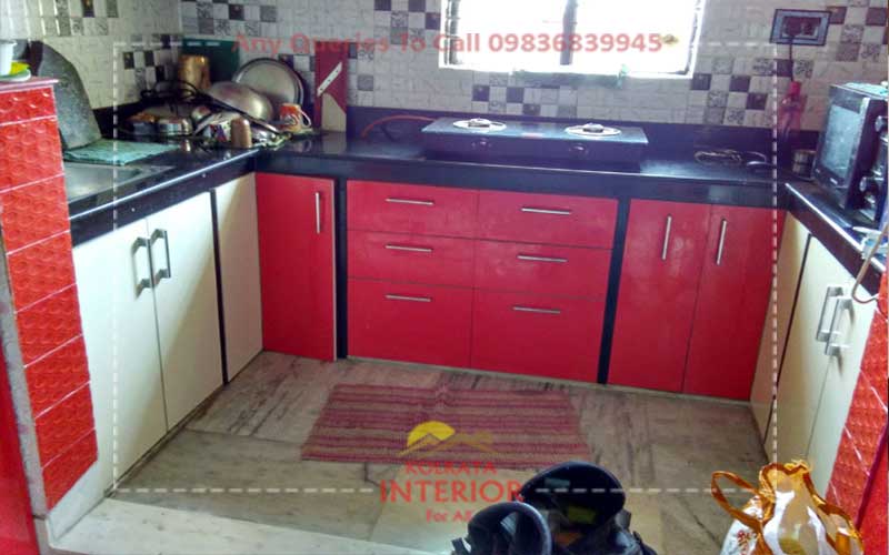 2 bhk flat U shaped modular kitchen lower cabinets ideas howrah