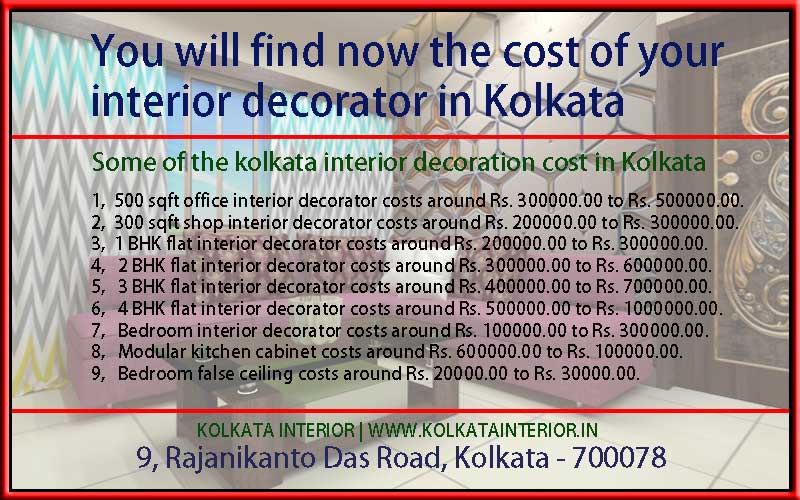 what is the cost of interior decorators in kolkata?